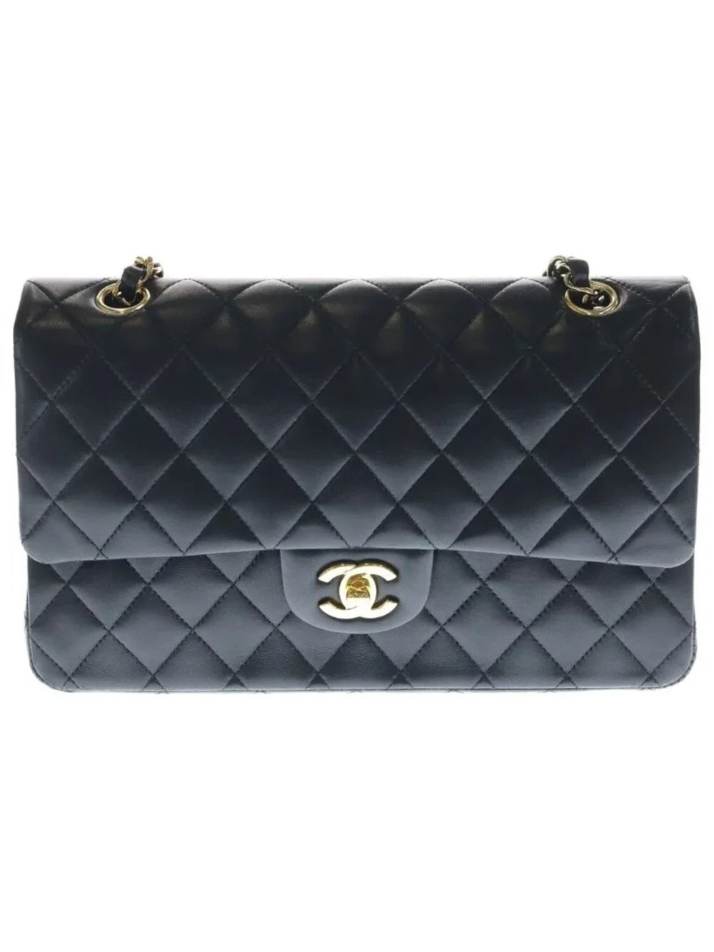 Chanel 11.12 Quilted 25 Double Flap Chain Classic Shoulder Back Lambskin Gold